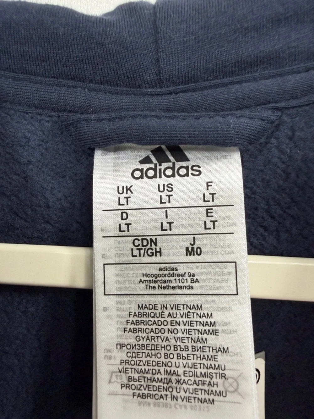 Adidas Men’s Blue Full Zip hooded track  jacket size large tall. NWT